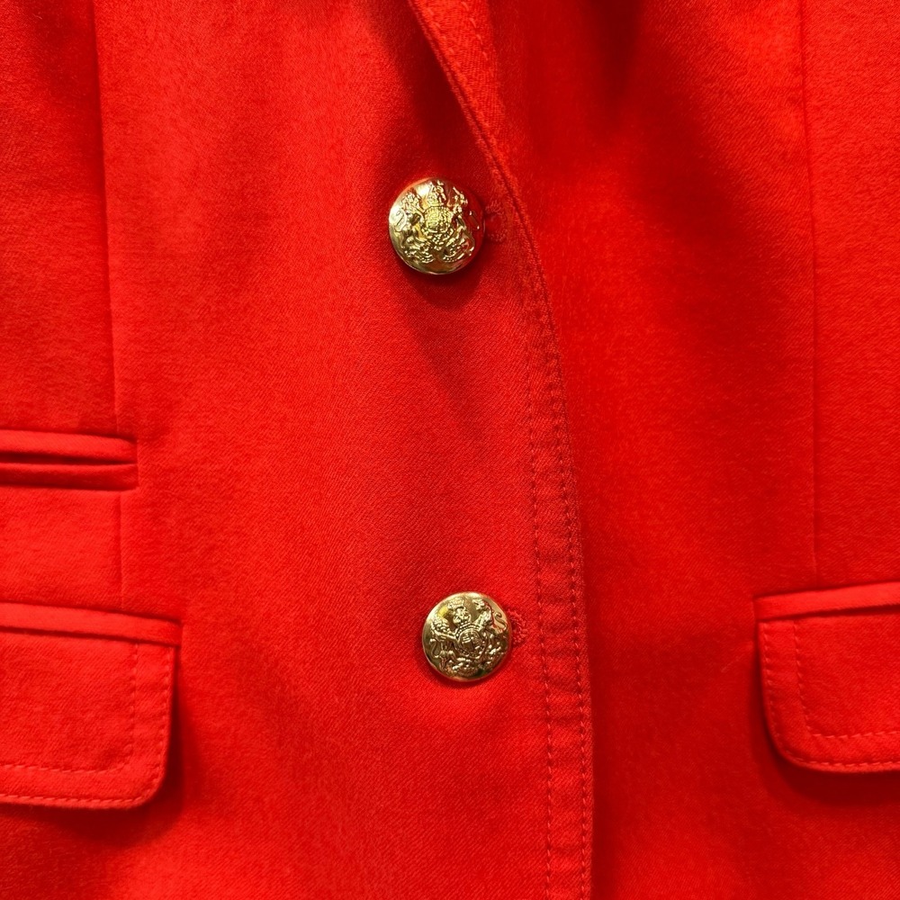 J.Crew Schoolboy Red Wool Blazer Gold Crest Buttons Size 12 - Picture 4 of 10